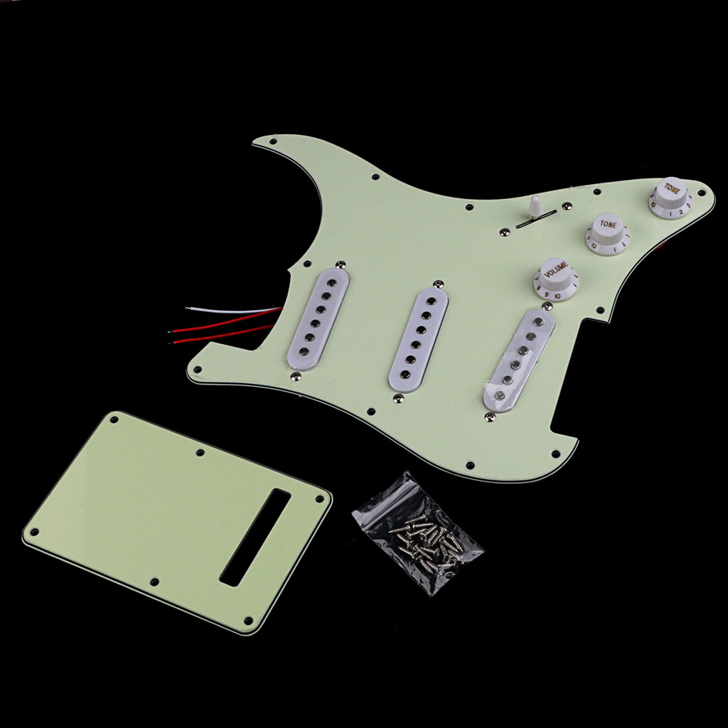 Pre-wired SSS Guitar Loaded Pickguard with Backplate for Strat Style Electric Guitar Mint Green 3Ply