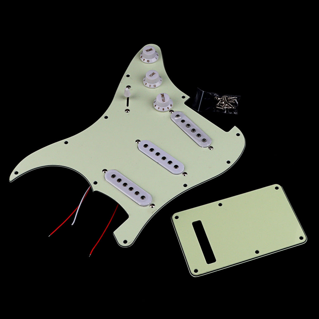 Pre-wired SSS Guitar Loaded Pickguard with Backplate for Strat Style Electric Guitar Mint Green 3Ply