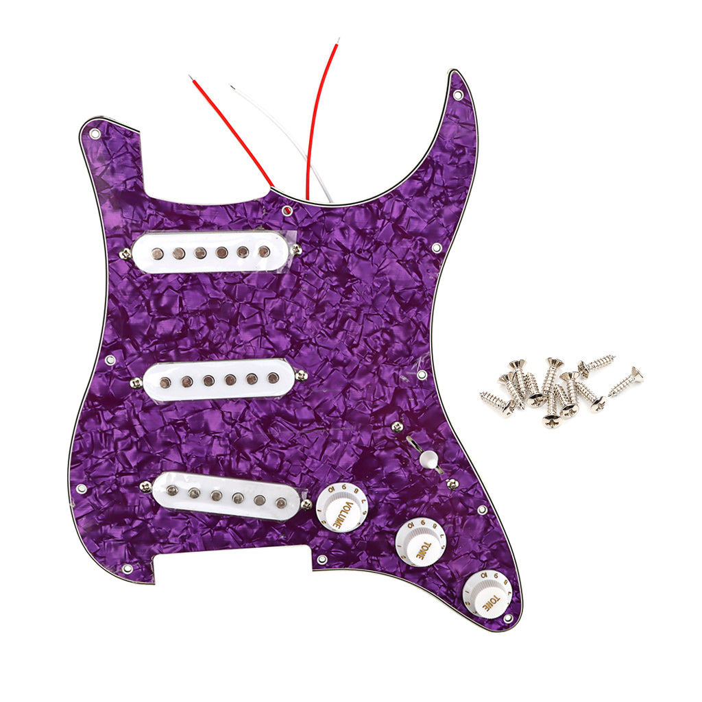 Pre-wired SSS Guitar Loaded Pickguard for Strat Style Electric Guitar Purple Pearl 3Ply