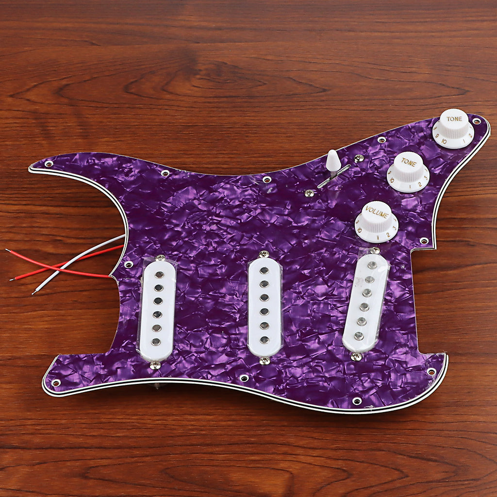 Pre-wired SSS Guitar Loaded Pickguard for Strat Style Electric Guitar Purple Pearl 3Ply