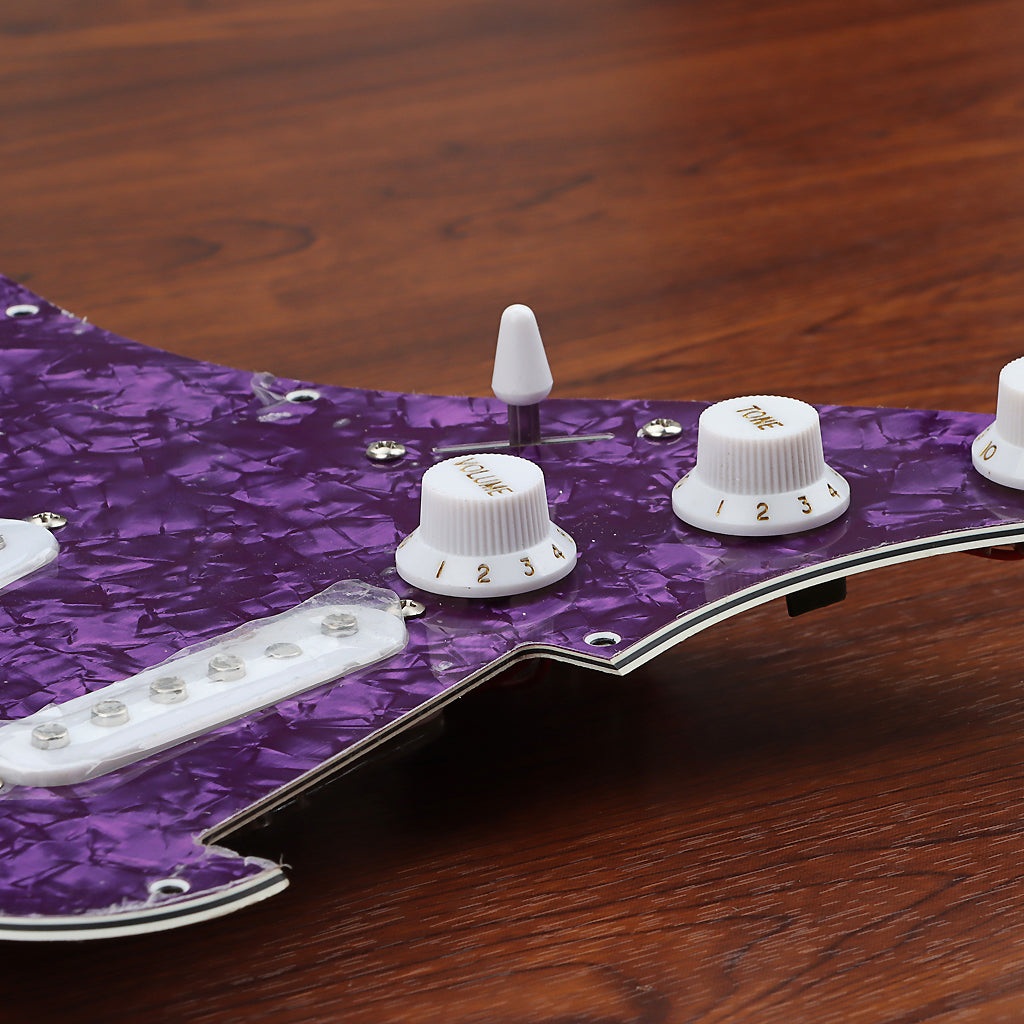 Pre-wired SSS Guitar Loaded Pickguard for Strat Style Electric Guitar Purple Pearl 3Ply