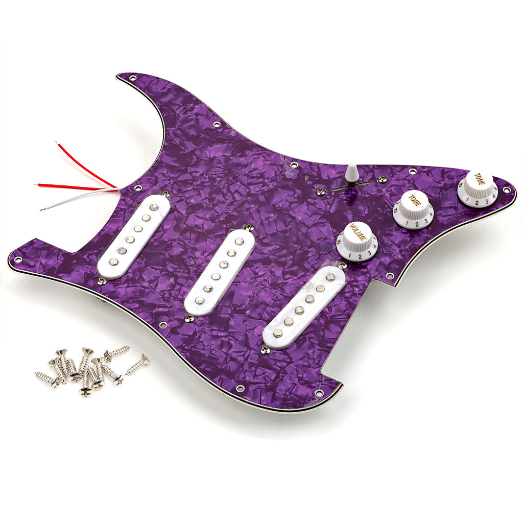 Pre-wired SSS Guitar Loaded Pickguard for Strat Style Electric Guitar Purple Pearl 3Ply