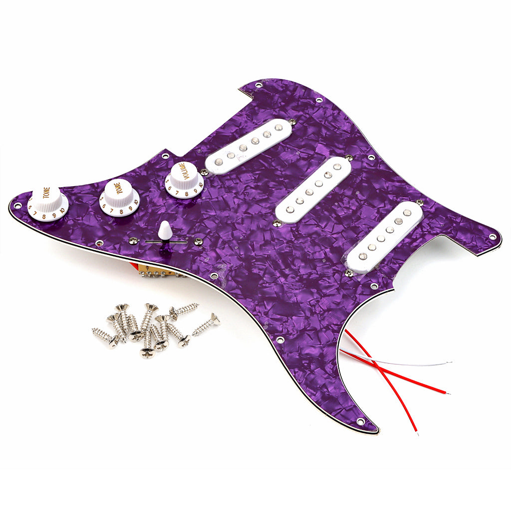 Pre-wired SSS Guitar Loaded Pickguard for Strat Style Electric Guitar Purple Pearl 3Ply