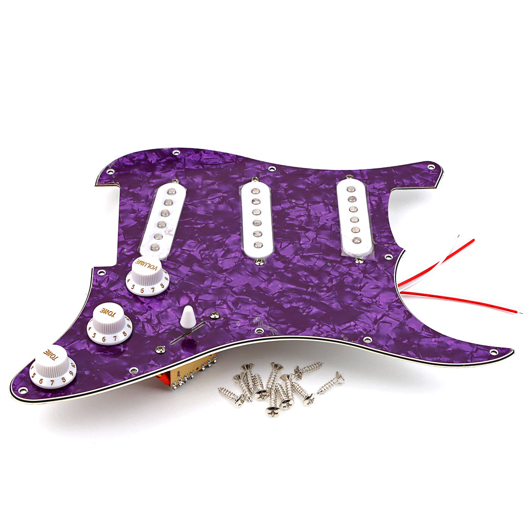 Pre-wired SSS Guitar Loaded Pickguard for Strat Style Electric Guitar Purple Pearl 3Ply