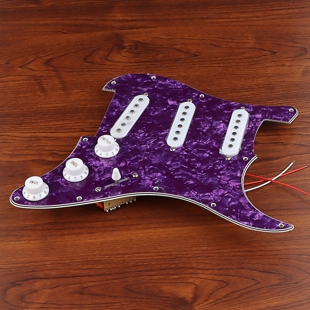 Pre-wired SSS Guitar Loaded Pickguard for Strat Style Electric Guitar Purple Pearl 3Ply