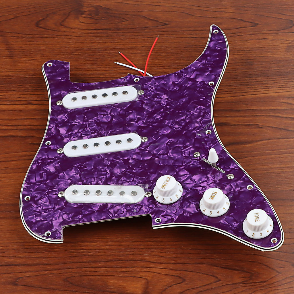 Pre-wired SSS Guitar Loaded Pickguard for Strat Style Electric Guitar Purple Pearl 3Ply