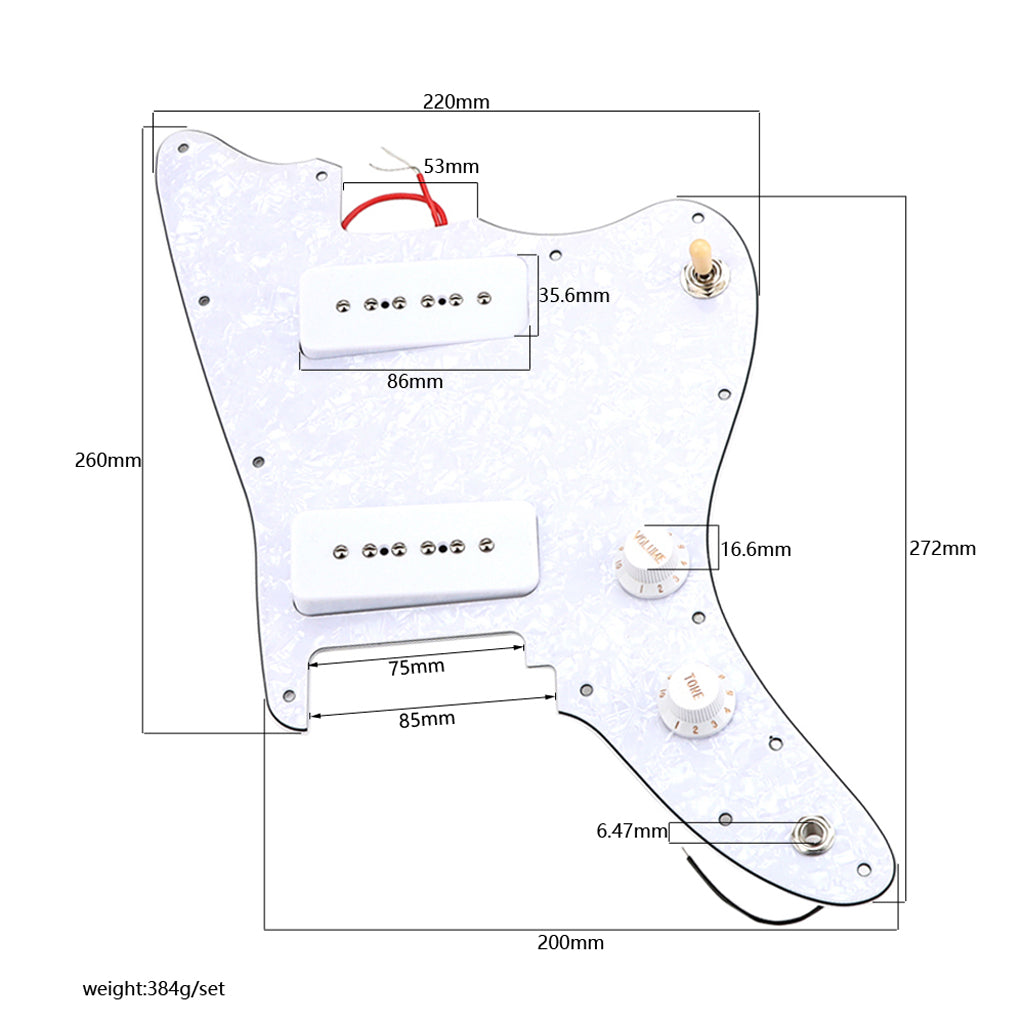 Pleroo Custom Guitar Parts - For Japan Jazzmaster Guitar Pickguard With PAF Humbucker No Bridge Post Holes And Upper Horn