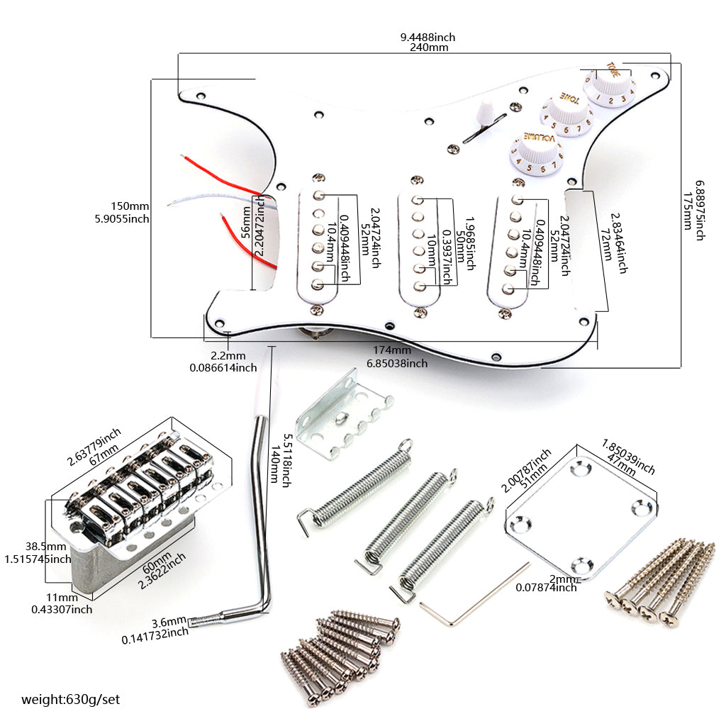 DIY Electric Guitar Kits,Mini Guitar Pickguard Bridge System for ST Style Electric Guitar DIY Accessory