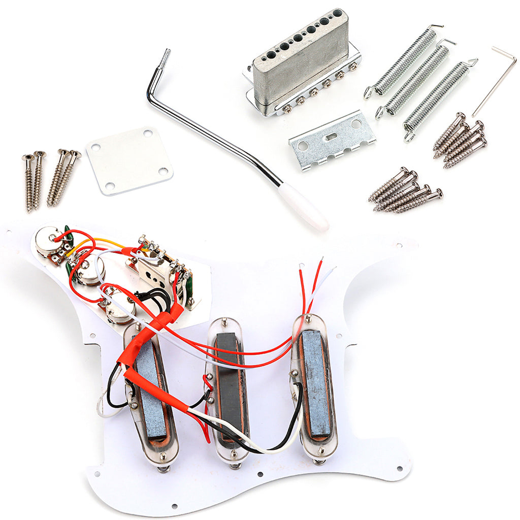 DIY Electric Guitar Kits,Mini Guitar Pickguard Bridge System for ST Style Electric Guitar DIY Accessory