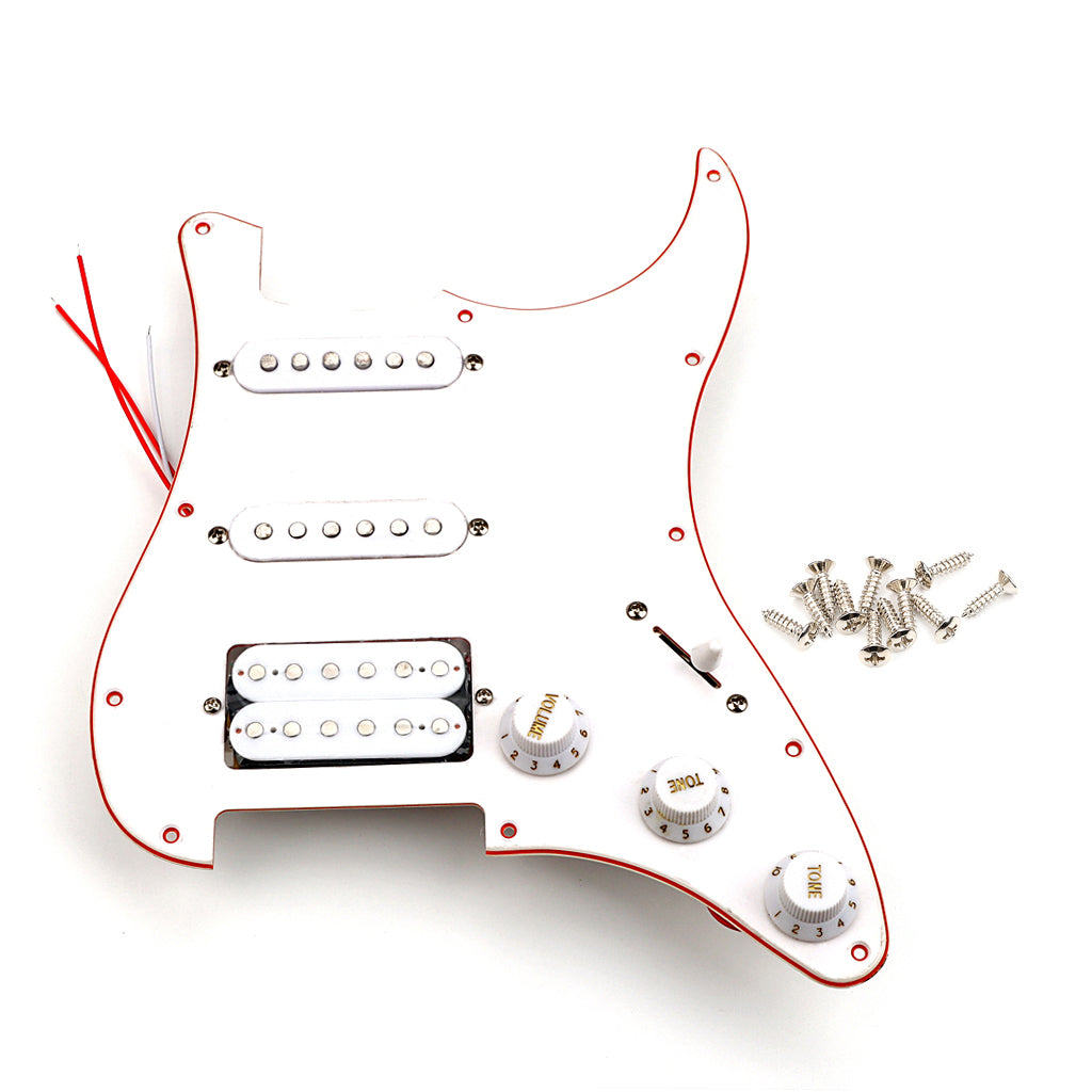 Pre-wired SSH Guitar Loaded Pickguard for Strat Style Electric Guitar White 3Ply