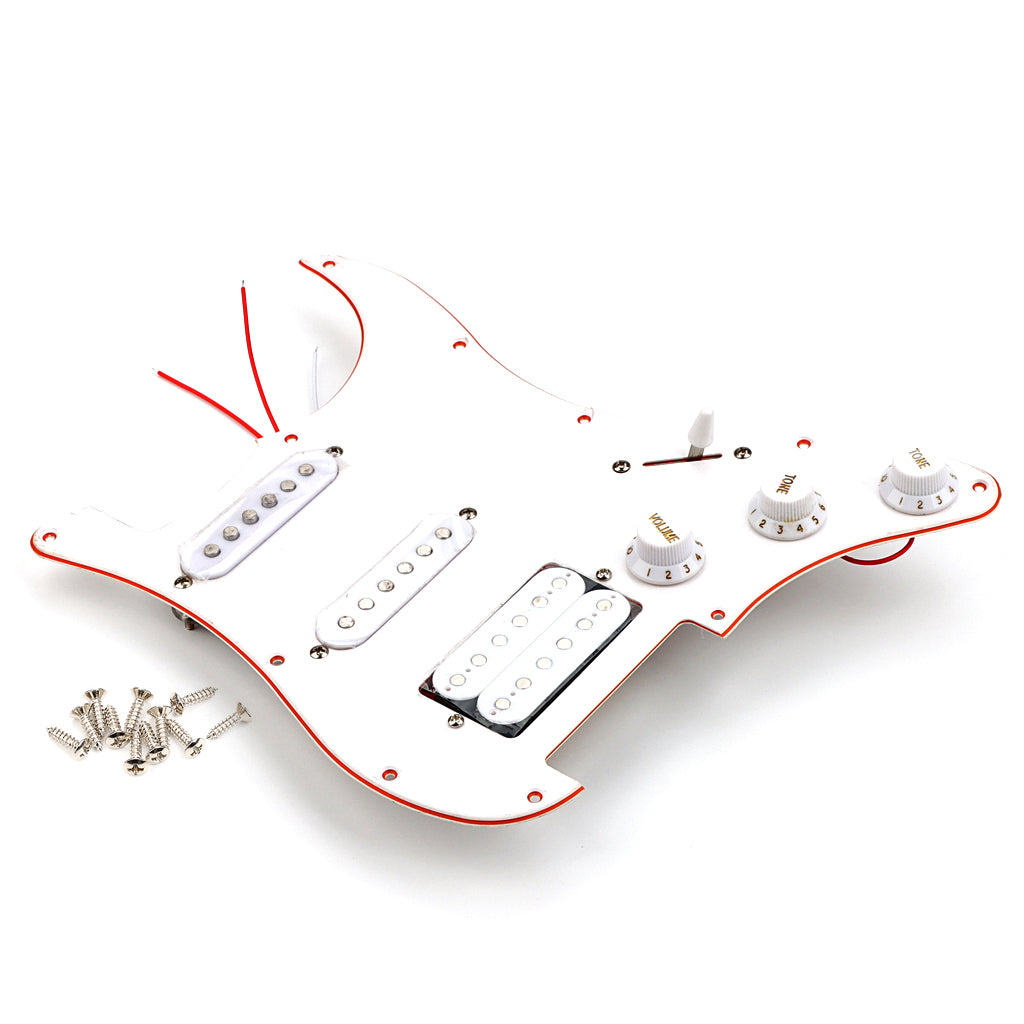 Pre-wired SSH Guitar Loaded Pickguard for Strat Style Electric Guitar White 3Ply