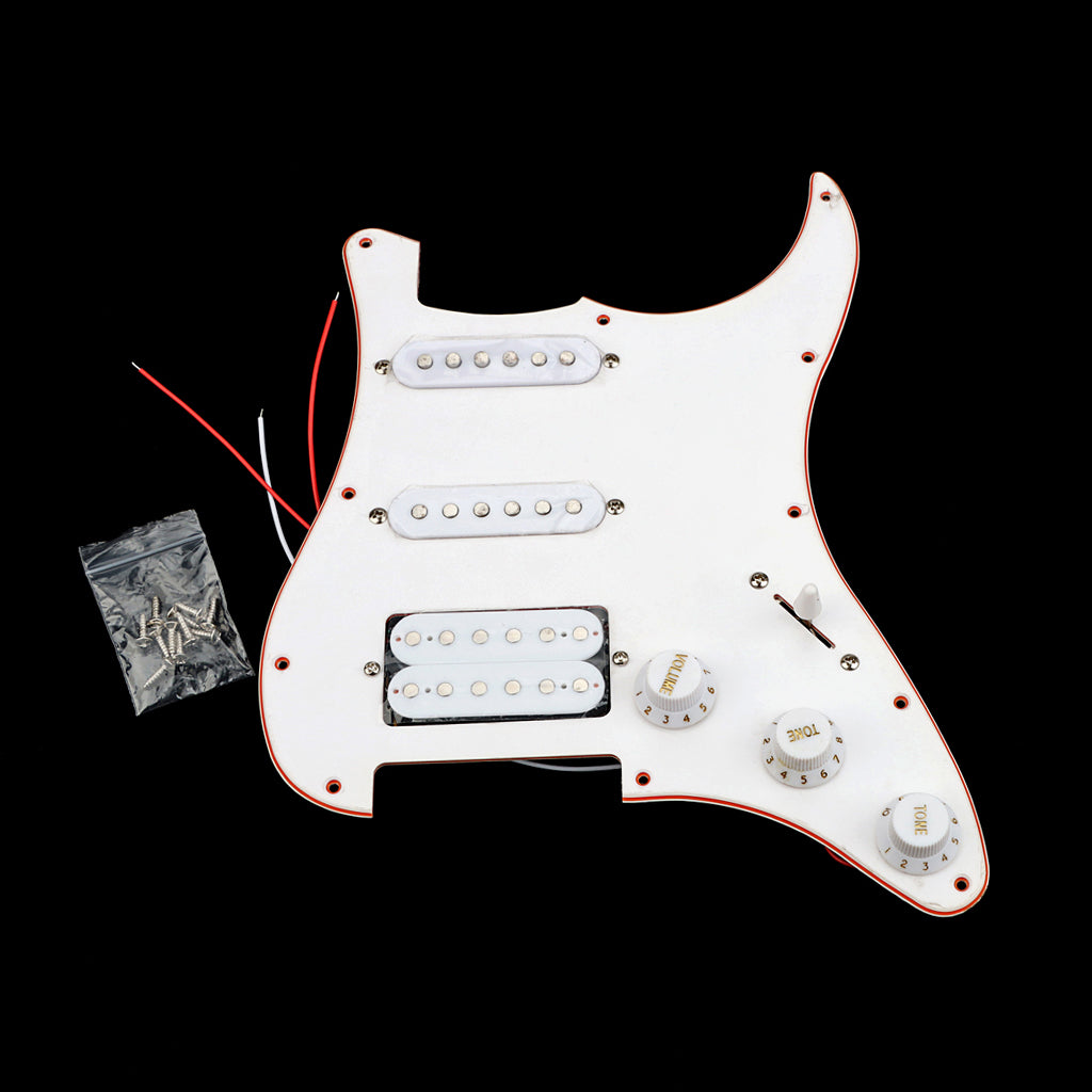 Pre-wired SSH Guitar Loaded Pickguard for Strat Style Electric Guitar White 3Ply