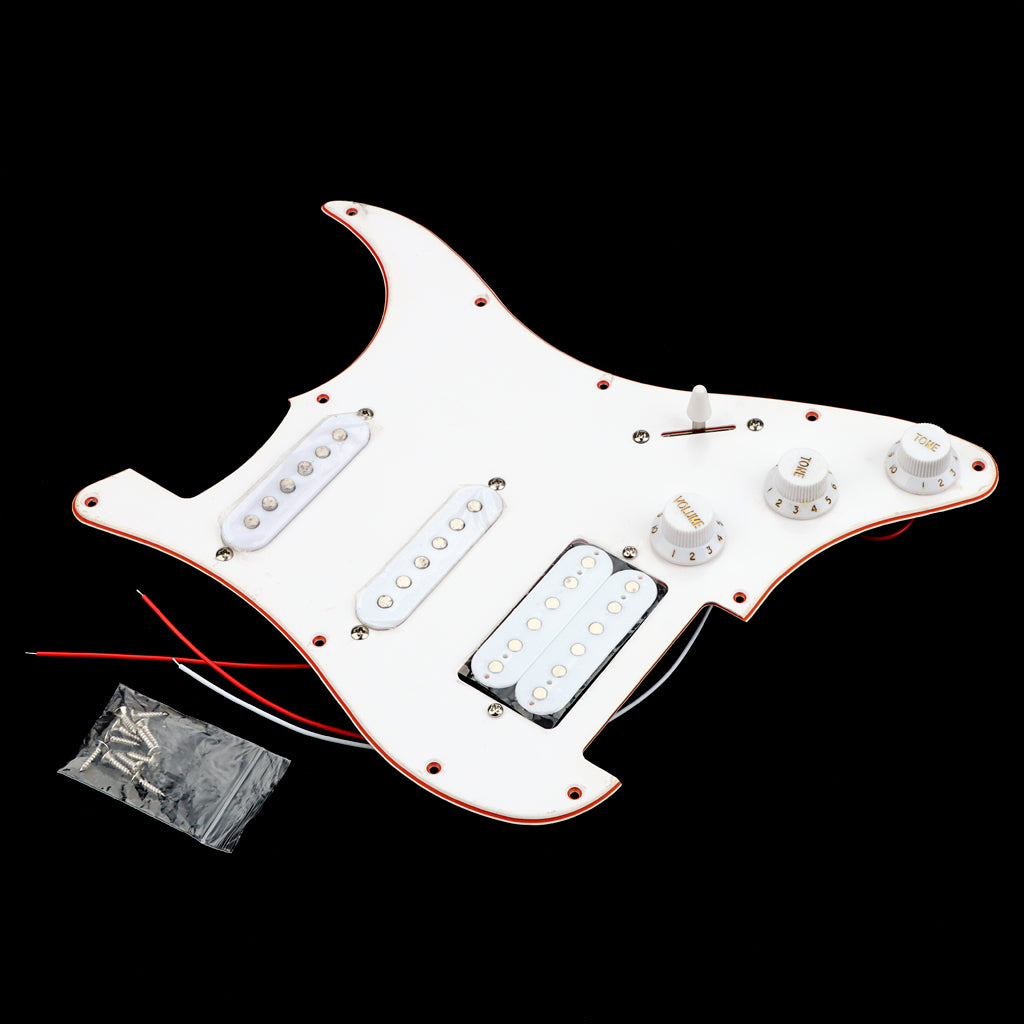 Pre-wired SSH Guitar Loaded Pickguard for Strat Style Electric Guitar White 3Ply