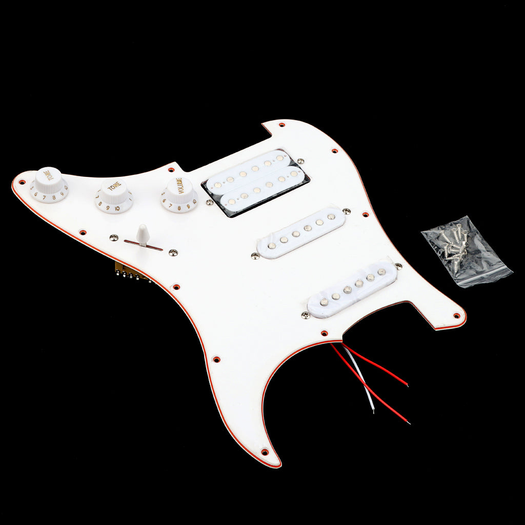 Pre-wired SSH Guitar Loaded Pickguard for Strat Style Electric Guitar White 3Ply