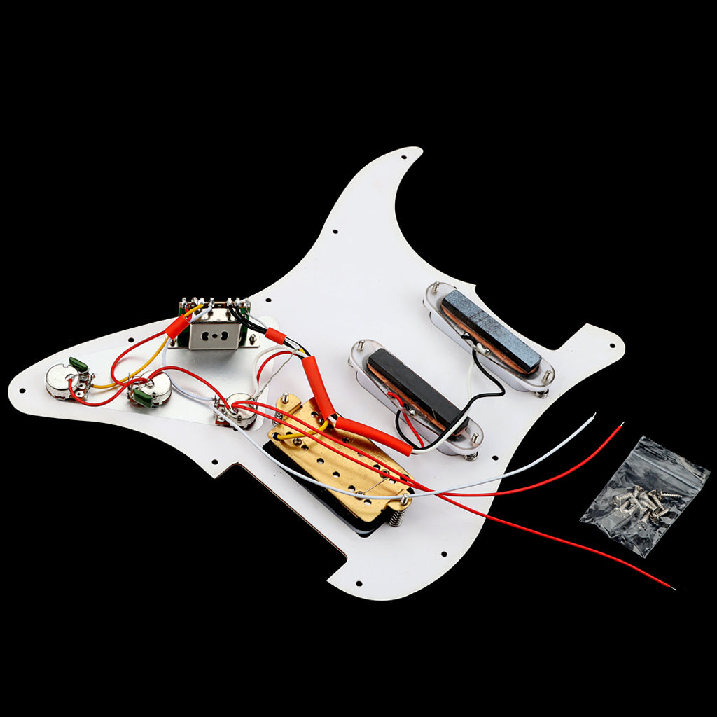 Pre-wired SSH Guitar Loaded Pickguard for Strat Style Electric Guitar White 3Ply