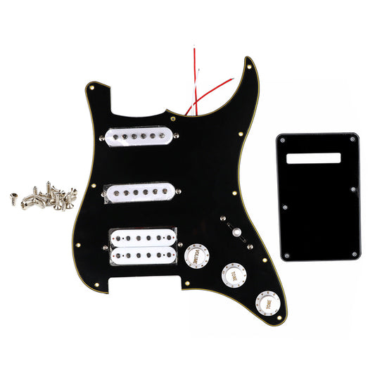 Pre-wired SSH Guitar Loaded Pickguard with Backplate for Strat Style Electric Guitar Black 3Ply