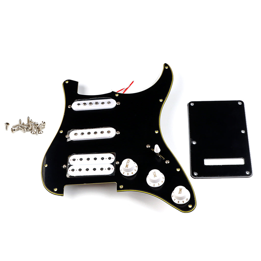 Pre-wired SSH Guitar Loaded Pickguard with Backplate for Strat Style Electric Guitar Black 3Ply