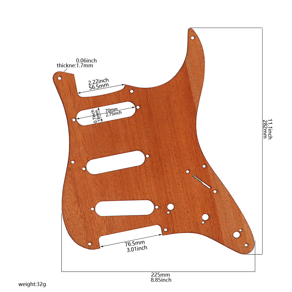 8 Hole Wood Guitar Strat Pickguard SSS Scratch Plate for Stratocaster Style Guitar