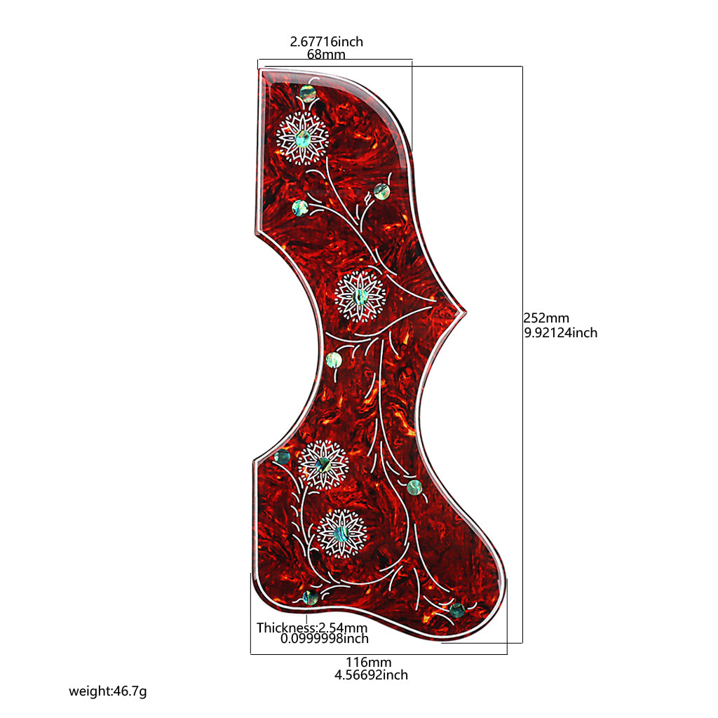 2.5mm Thickness Acoustic Guitar Pickguard Abalone Inlay Flower Pickguard for J200 Folk Acoustic Guitar