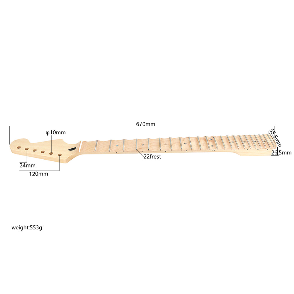 22 Frets Abalone Dots Inlay Scalloped Fingerboard Electric Guitar Neck Maple Material Musical Instrument Accessories