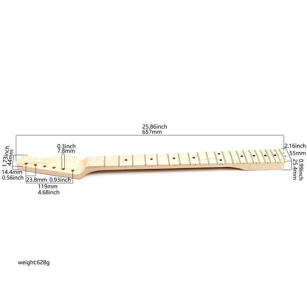 22 Fret Guitar Neck Maple Fingerboard for ST Style Electric Guitar Replacement Parts