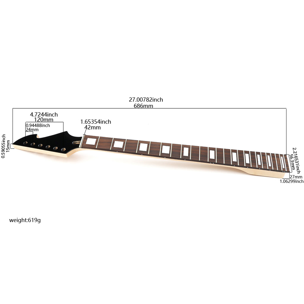 24 Fret Guitar Neck Maple Rosewood Fretboard with White Trapezoid Inlay for ST Electric Guitar