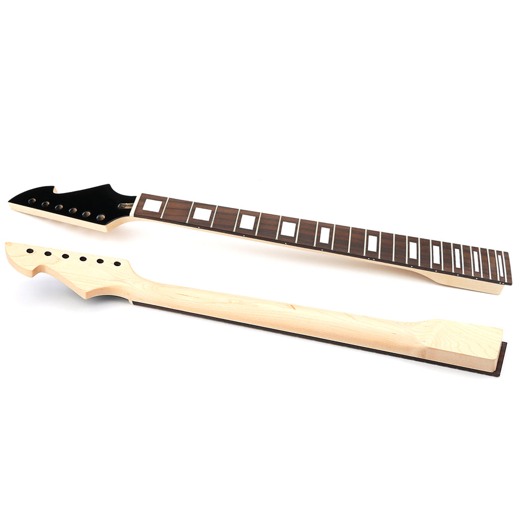 24 Fret Guitar Neck Maple Rosewood Fretboard with White Trapezoid Inlay for ST Electric Guitar