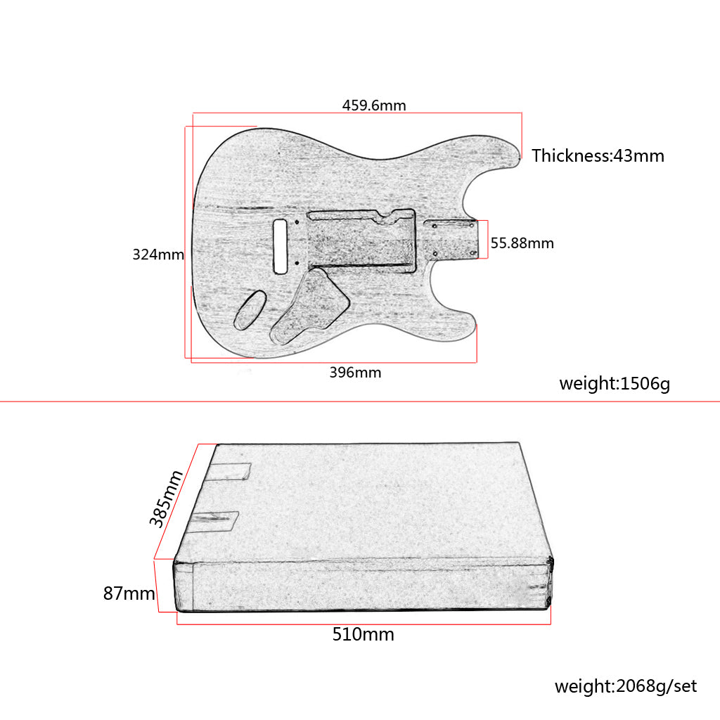 ST/TL electric guitar body Red walnut guitar DIY accessory