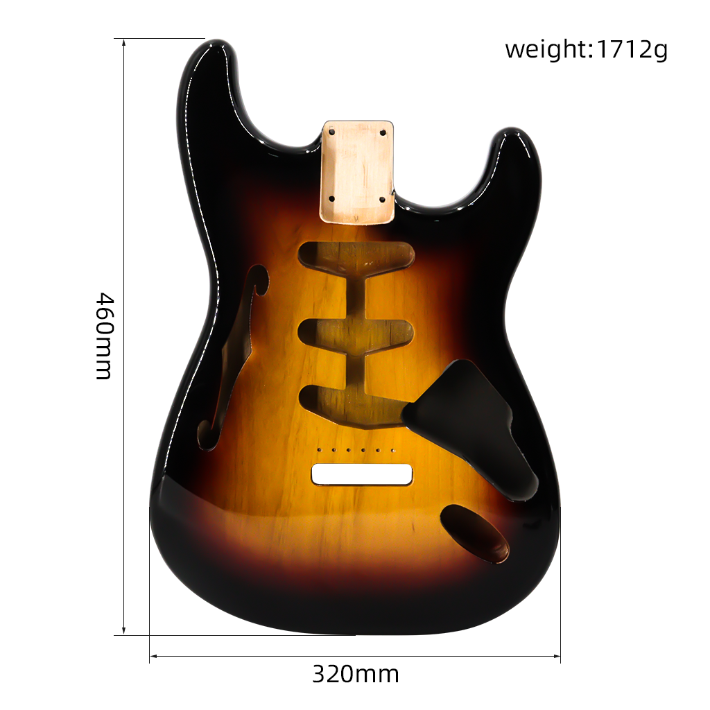 Alder Wood ST Electric Guitar Body in High Gloss Finished for SSS Electric Guitar Replacement