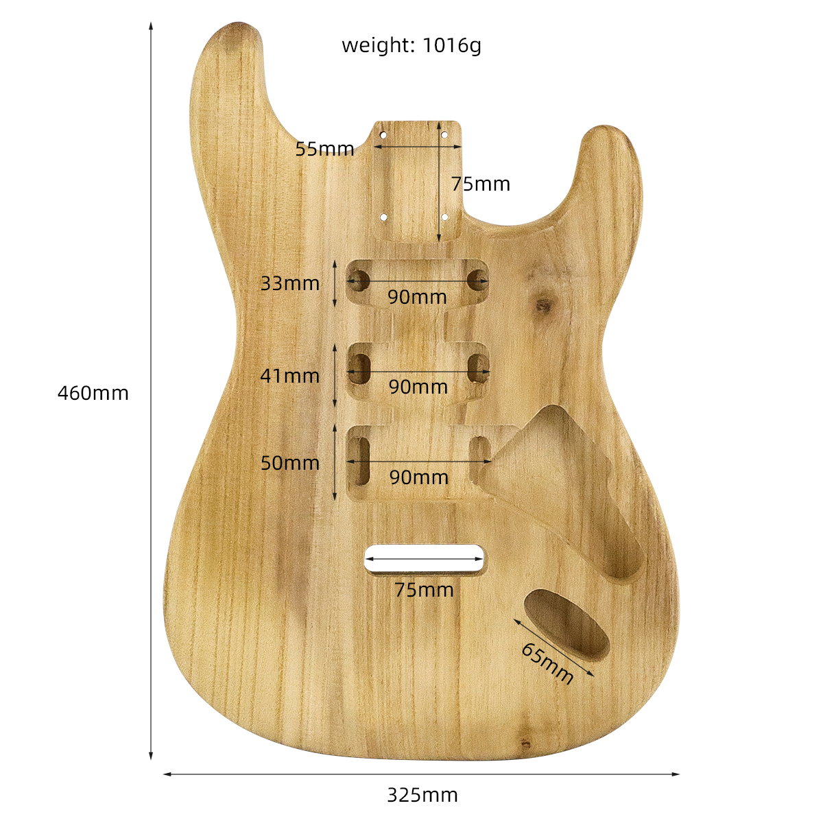 Guitar body Unfinished Paulownia Body for SSH Style Guitar Part