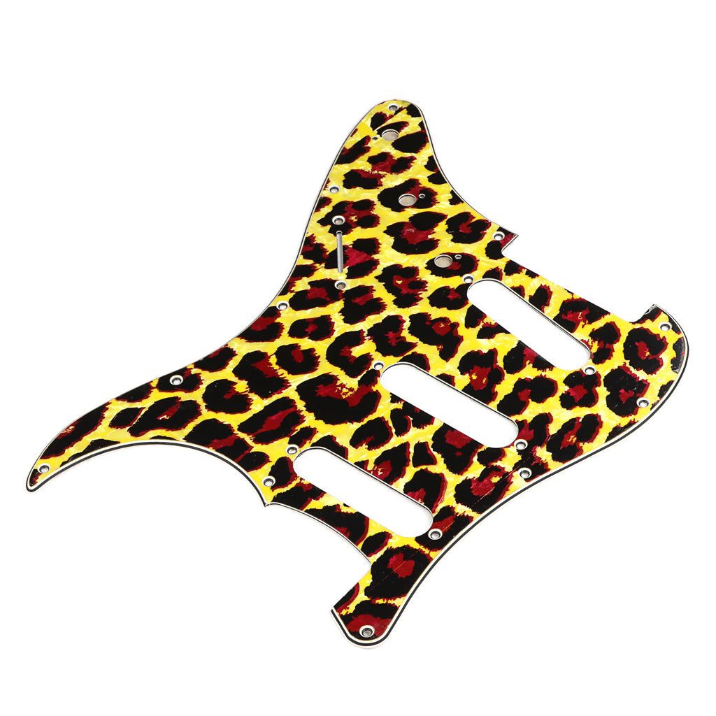 11 Hole Strat Guitar Pickguard SSS Scratch Plate for Stratocaster Style Guitar Leopard Stripe