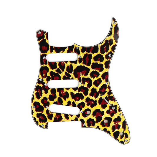 11 Hole Strat Guitar Pickguard SSS Scratch Plate for Stratocaster Style Guitar Leopard Stripe