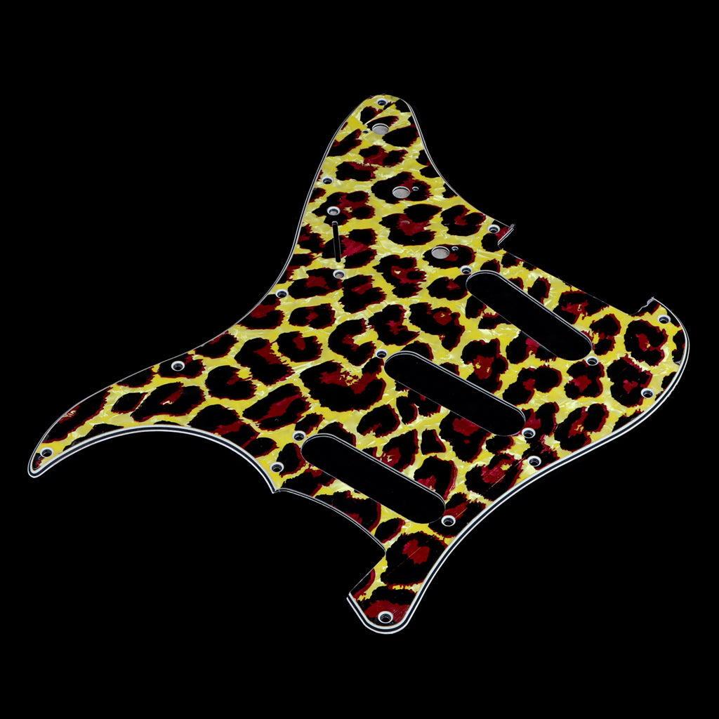 11 Hole Strat Guitar Pickguard SSS Scratch Plate for Stratocaster Style Guitar Leopard Stripe