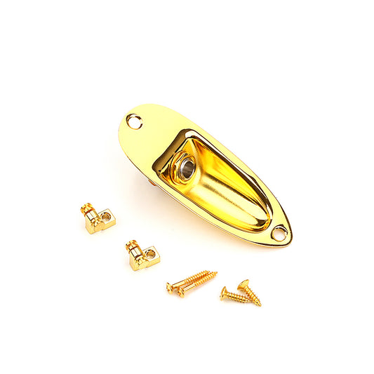 Boat Style Guitar Output Jack with 2pcs Roller Guitar String Retainer for Electric Guitar Parts Gold