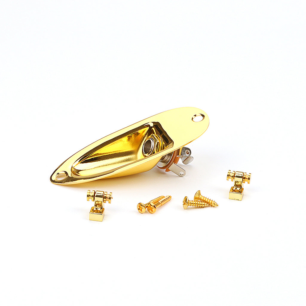 Boat Style Guitar Output Jack with 2pcs Roller Guitar String Retainer for Electric Guitar Parts Gold