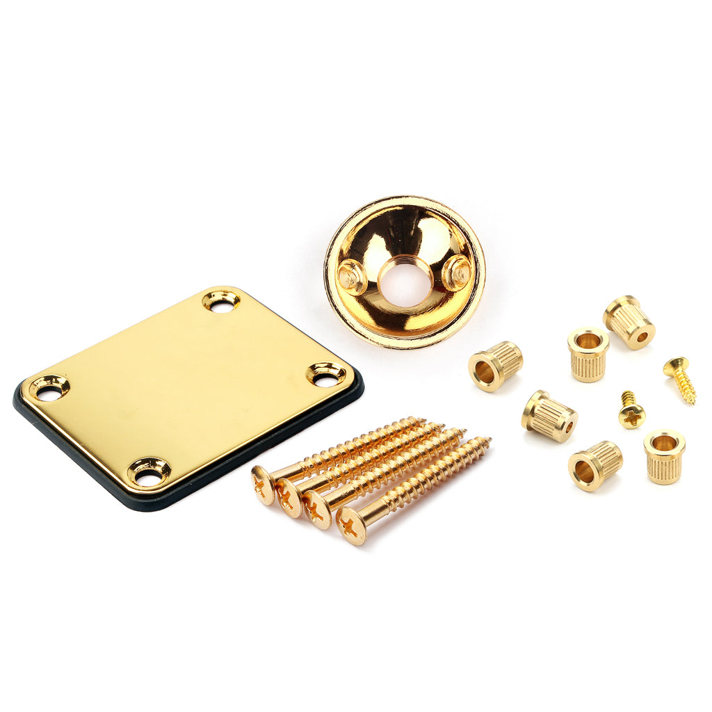 Guitar Neck Plate Set Guitar String Ferrules & Jack Plate for Electric Guitar Parts Gold