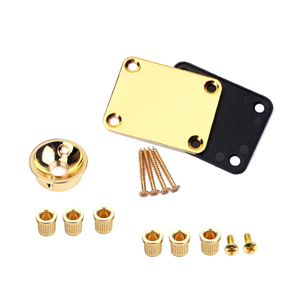 Guitar Neck Plate Set Guitar String Ferrules & Jack Plate for Electric Guitar Parts Gold