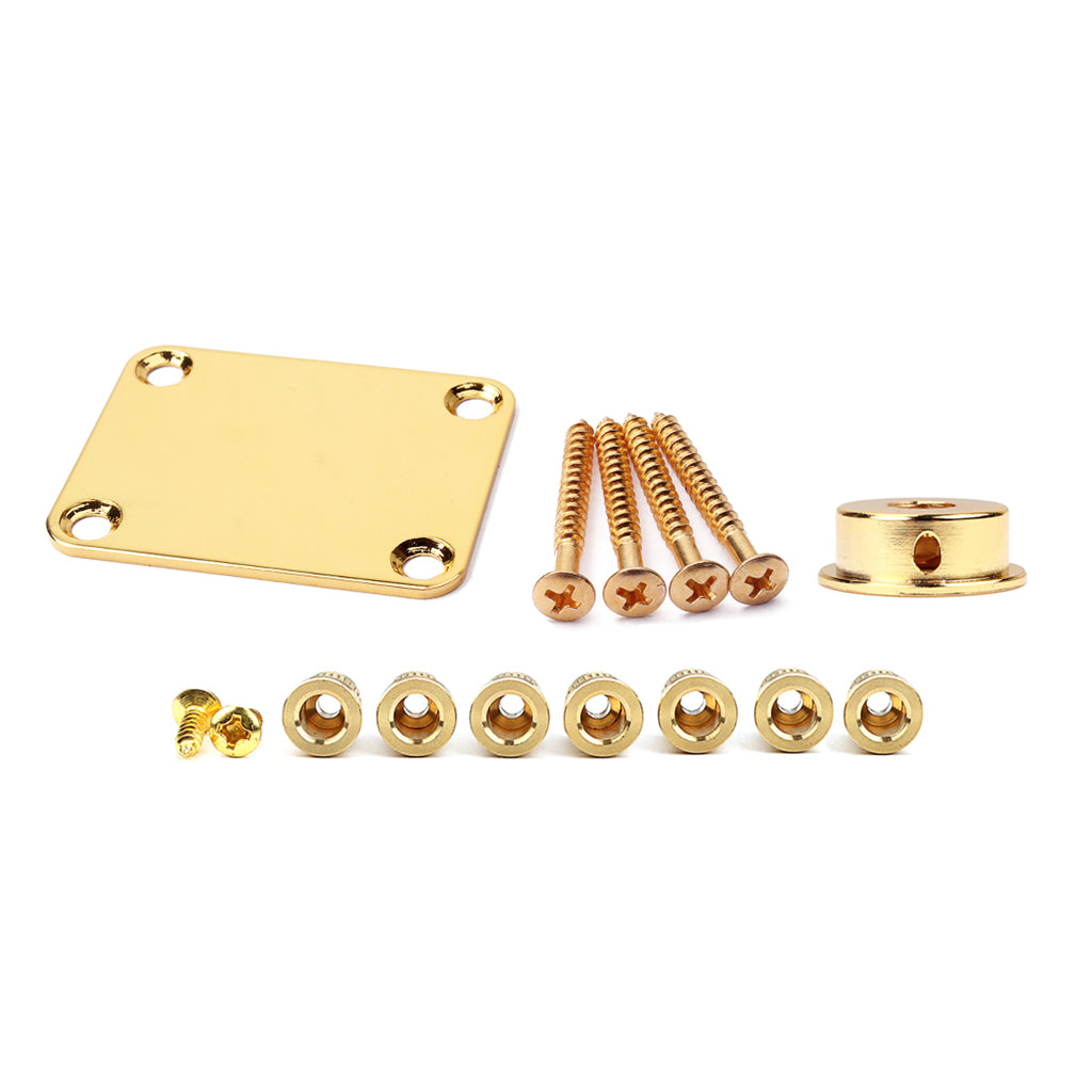 Guitar Neck Plate Set Guitar String Ferrules & Jack Plate for Electric Guitar Parts Gold