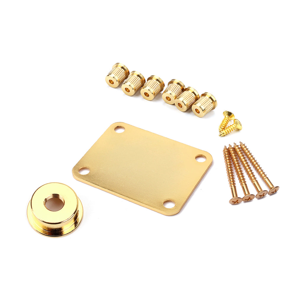 Guitar Neck Plate Set Guitar String Ferrules & Jack Plate for Electric Guitar Parts Gold