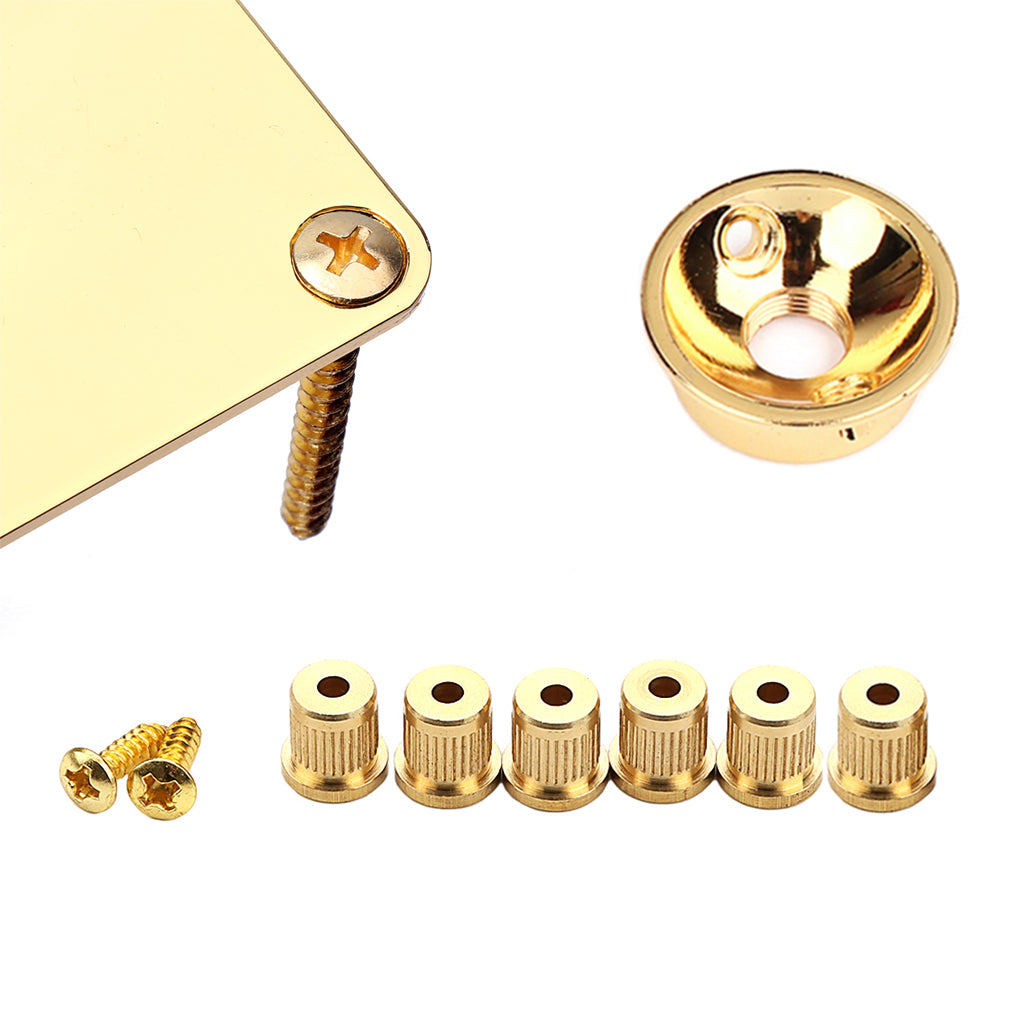 Guitar Neck Plate Set Guitar String Ferrules & Jack Plate for Electric Guitar Parts Gold