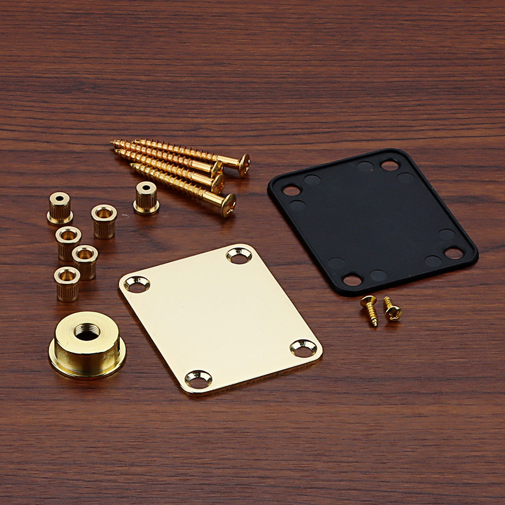 Guitar Neck Plate Set Guitar String Ferrules & Jack Plate for Electric Guitar Parts Gold