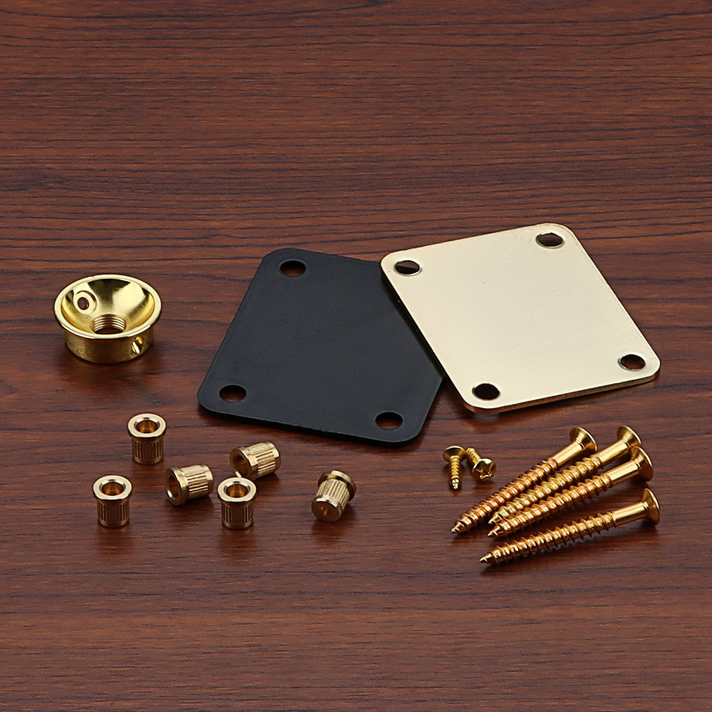 Guitar Neck Plate Set Guitar String Ferrules & Jack Plate for Electric Guitar Parts Gold