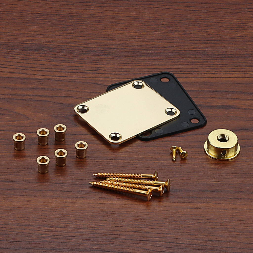 Guitar Neck Plate Set Guitar String Ferrules & Jack Plate for Electric Guitar Parts Gold