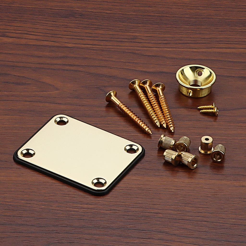 Guitar Neck Plate Set Guitar String Ferrules & Jack Plate for Electric Guitar Parts Gold