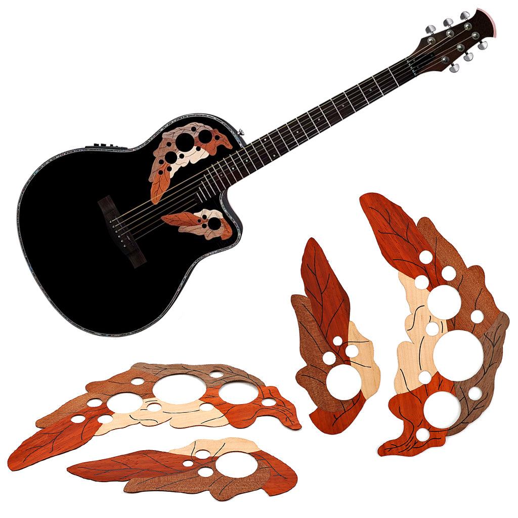 Wood Guitar Pickguard Grape Leaf Ovation Style Guitar Sound Hole Covers for Acoustic Guitar