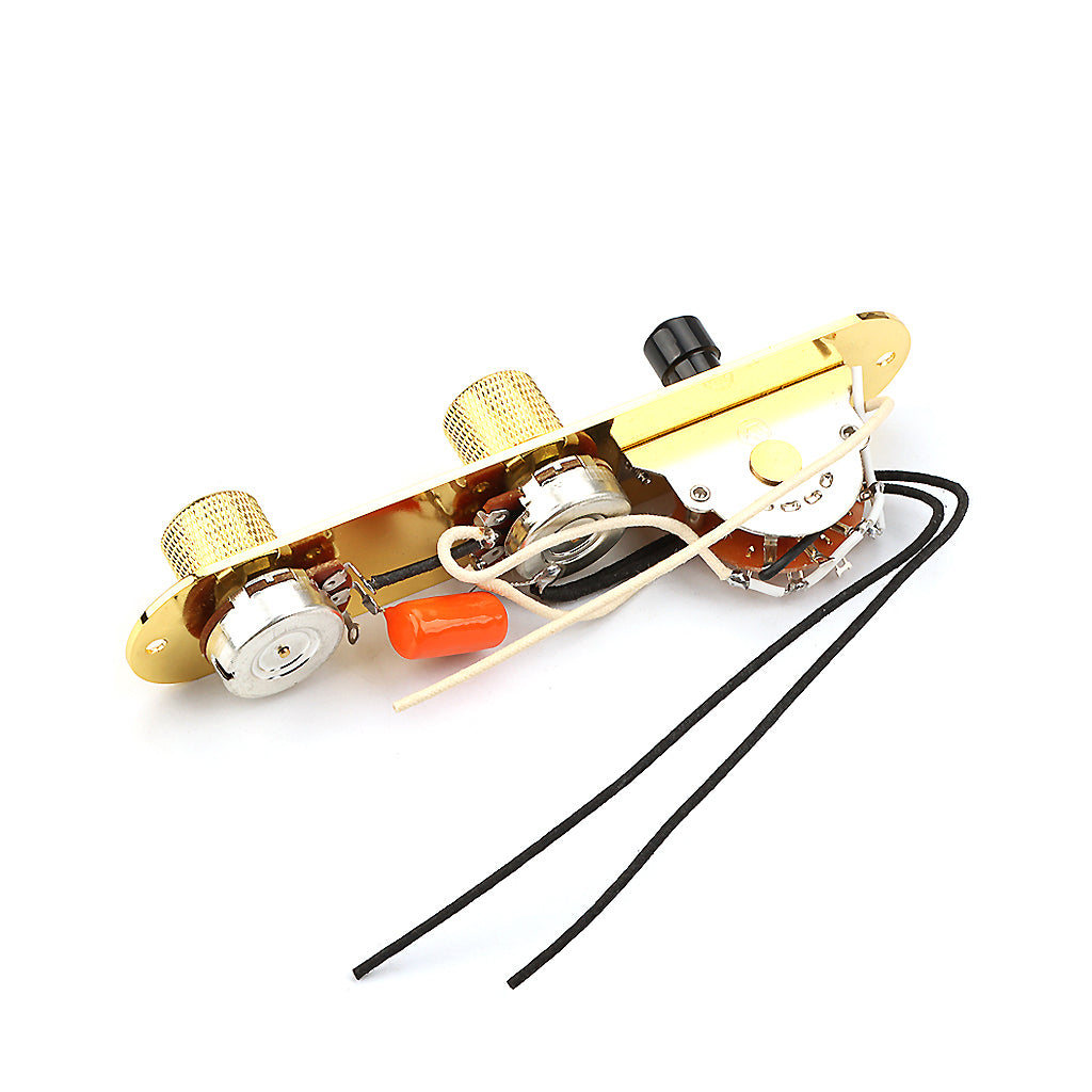 3 Way Prewired Control Plate Wiring Harness Switch Knobs for TL Guitar Parts,Gold