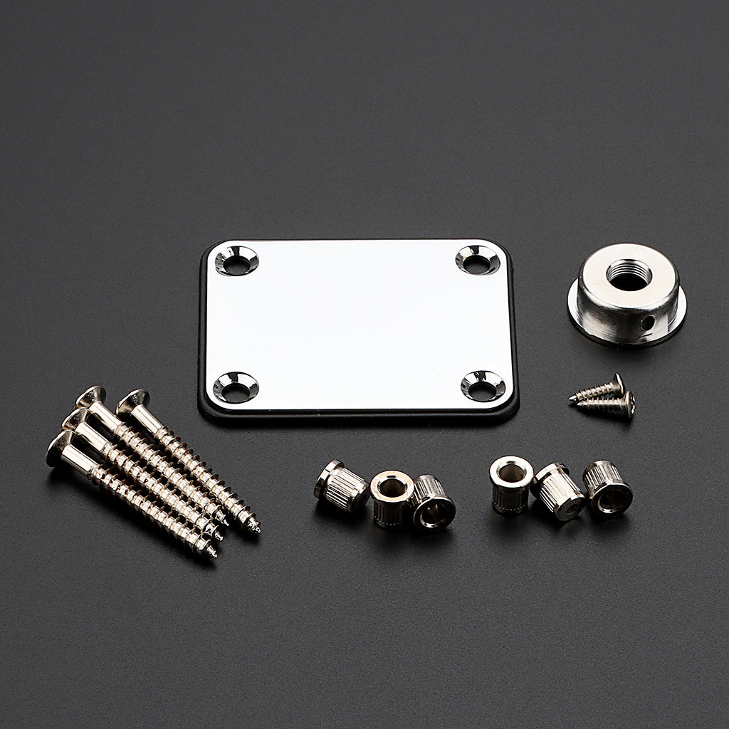 Guitar Neck Plate Set Guitar String Ferrules & Jack Plate for Electric Guitar Parts Silver