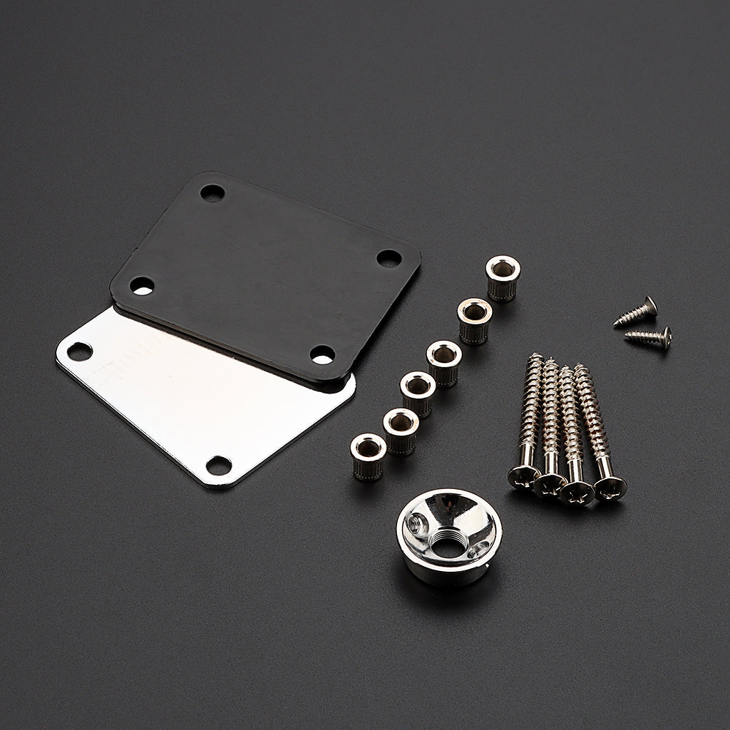 Guitar Neck Plate Set Guitar String Ferrules & Jack Plate for Electric Guitar Parts Silver