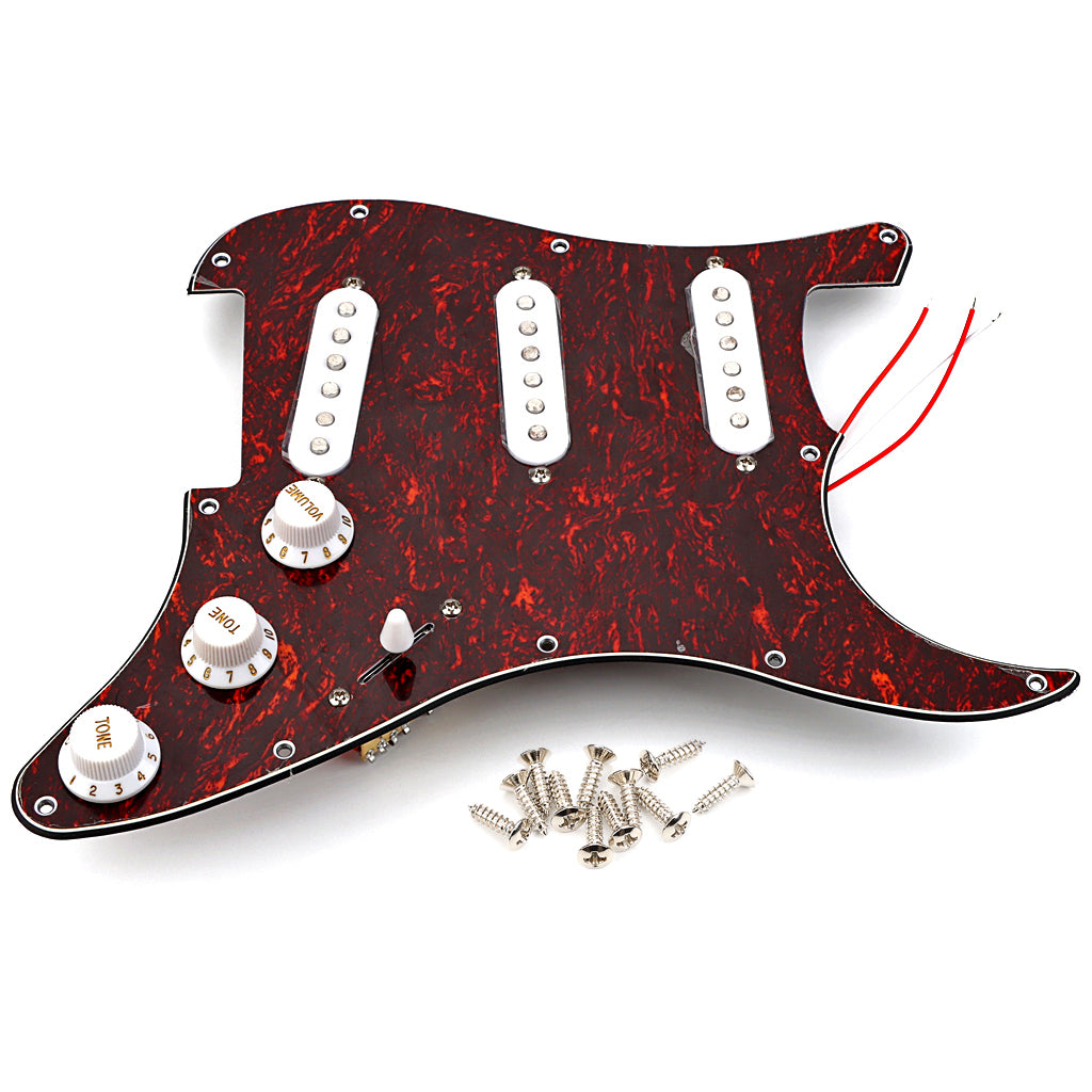 Pre-wired SSS Guitar Loaded Pickguard for Strat Style Electric Guitar  Red Tortoise 3Ply