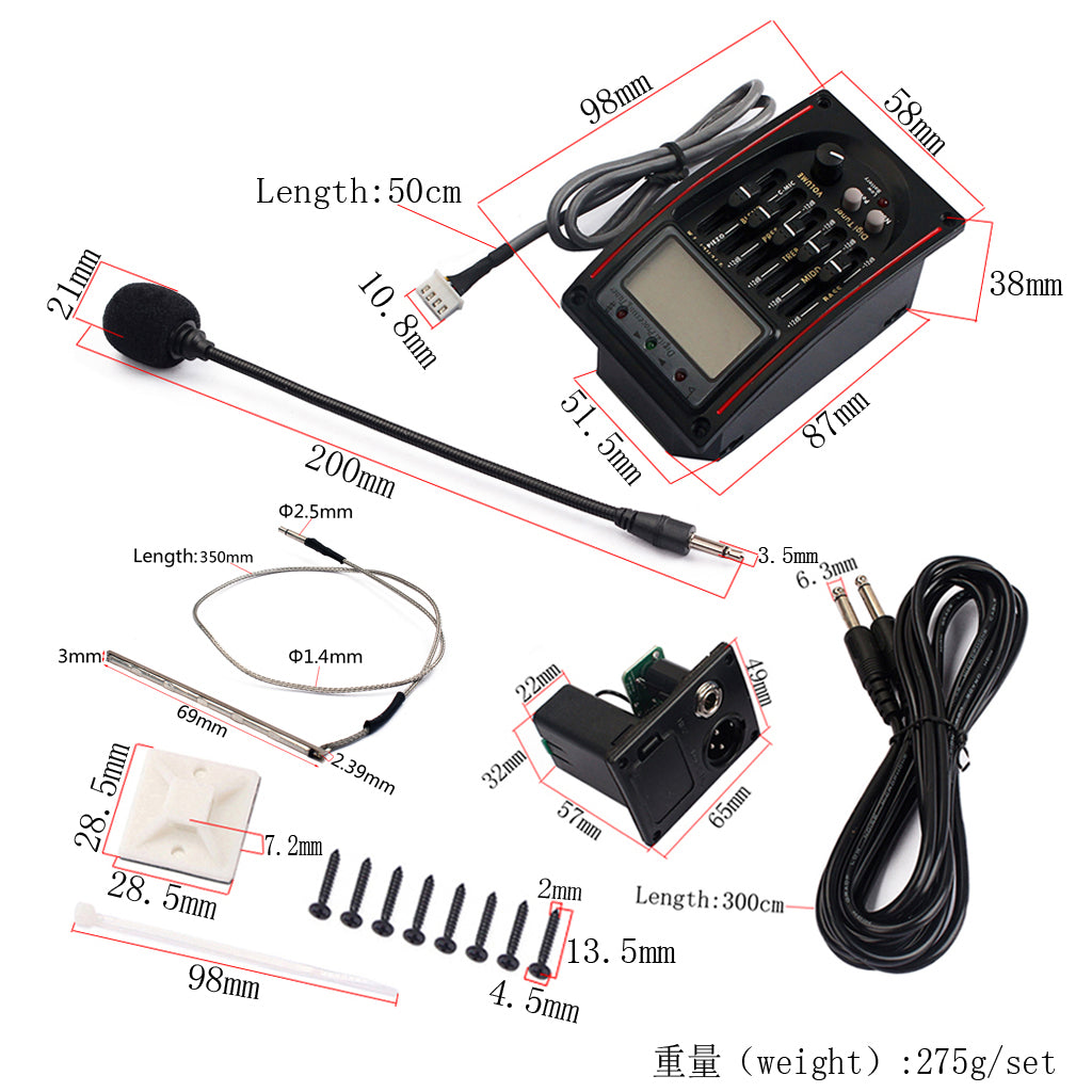 EQLC-5 5-Band EQ Equalizer System Acoustic Guitar Preamp Piezo Pickup LCD Screen Tuner